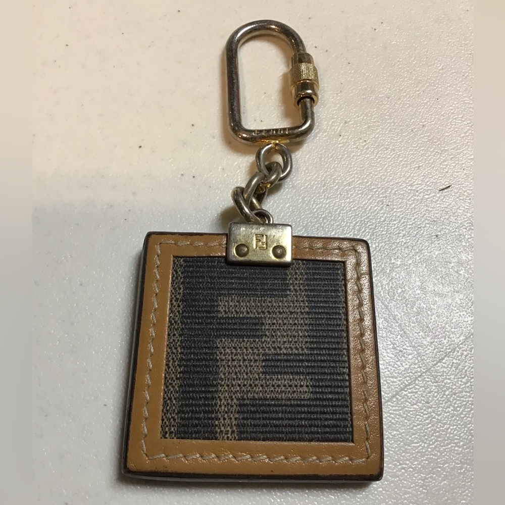 FENDI VINTAGE ZUCCA KEYCHAIN ORIG OWNER GUC AUTHENTIC 1980s RARE